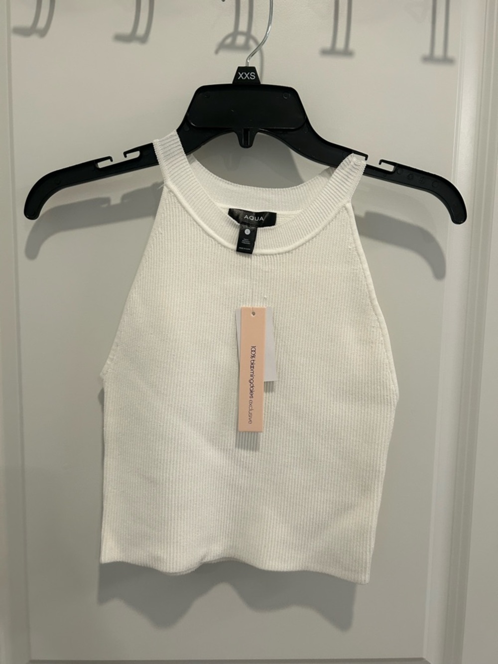 NWT Aqua Cream Ribbed Halter Crop Tank